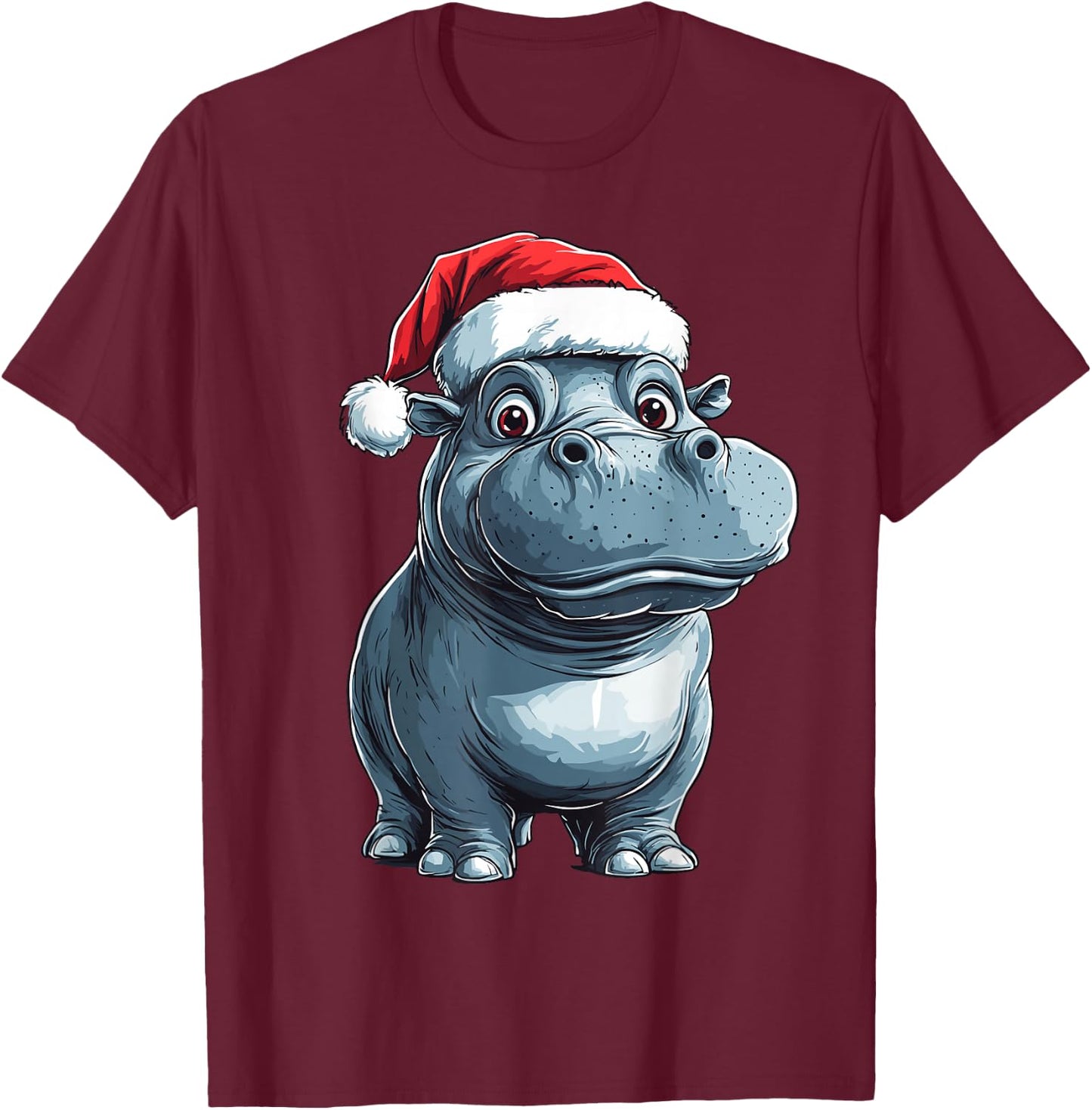 Hippopotamus Santa Hat Xmas Hippo Lovers Christmas Pajama T-Shirt - T-Shirt | Maroon