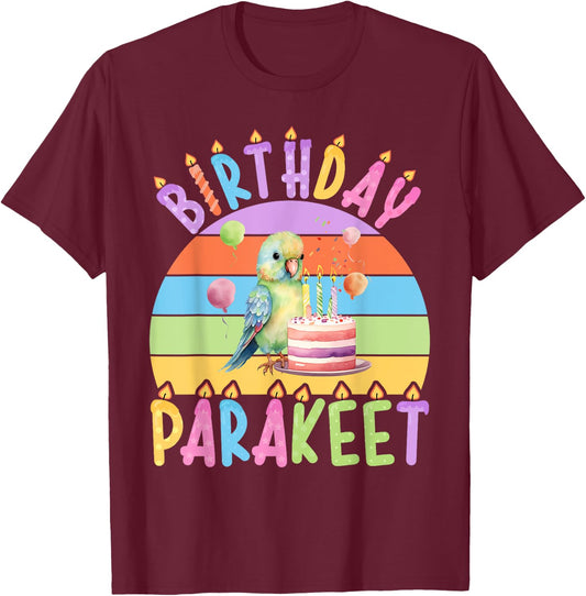Birthday Parakeet T-Shirt - T-Shirt | Maroon