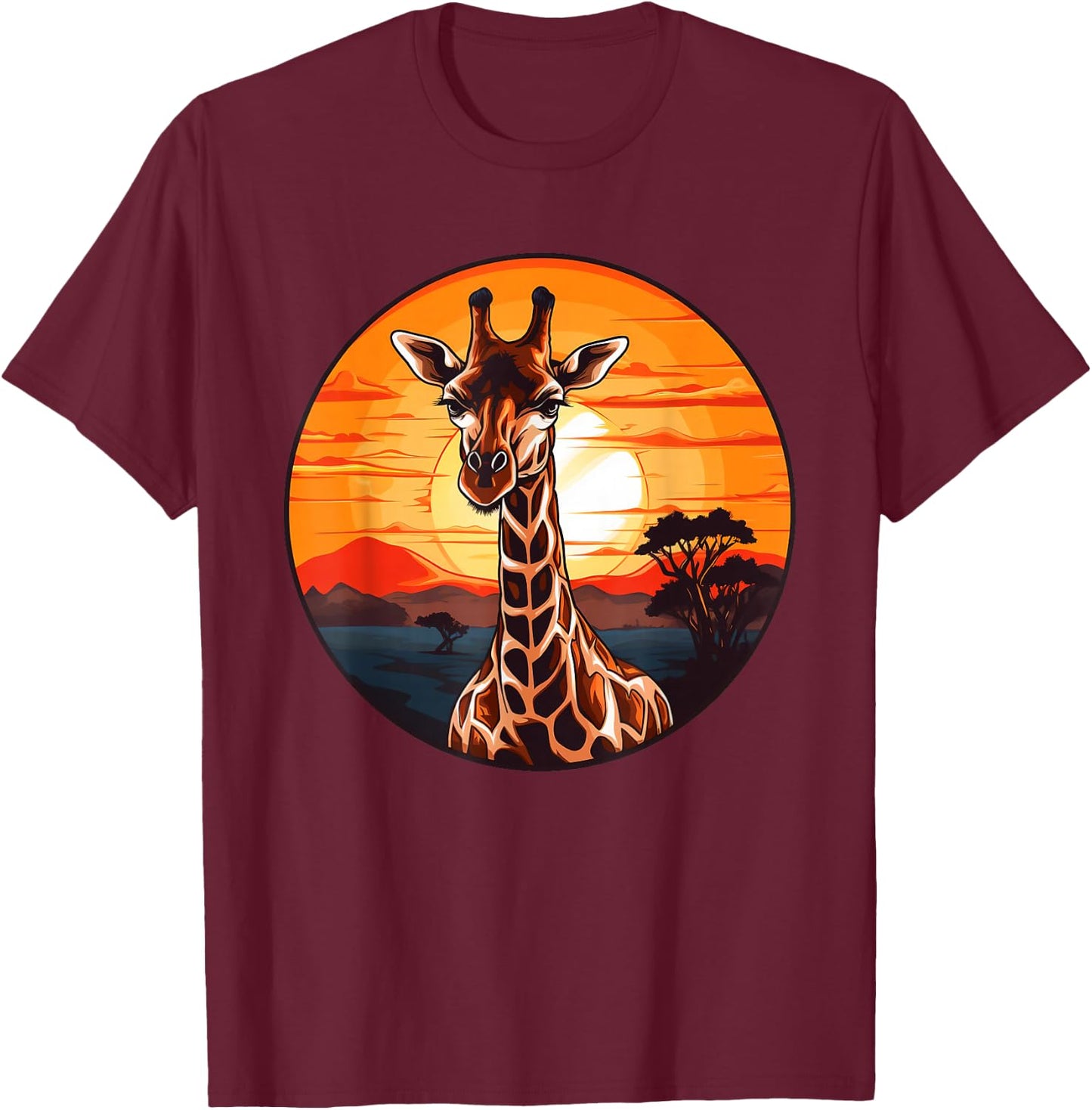Colorful Giraffe I Kids Giraffe T-Shirt - T-Shirt | Maroon