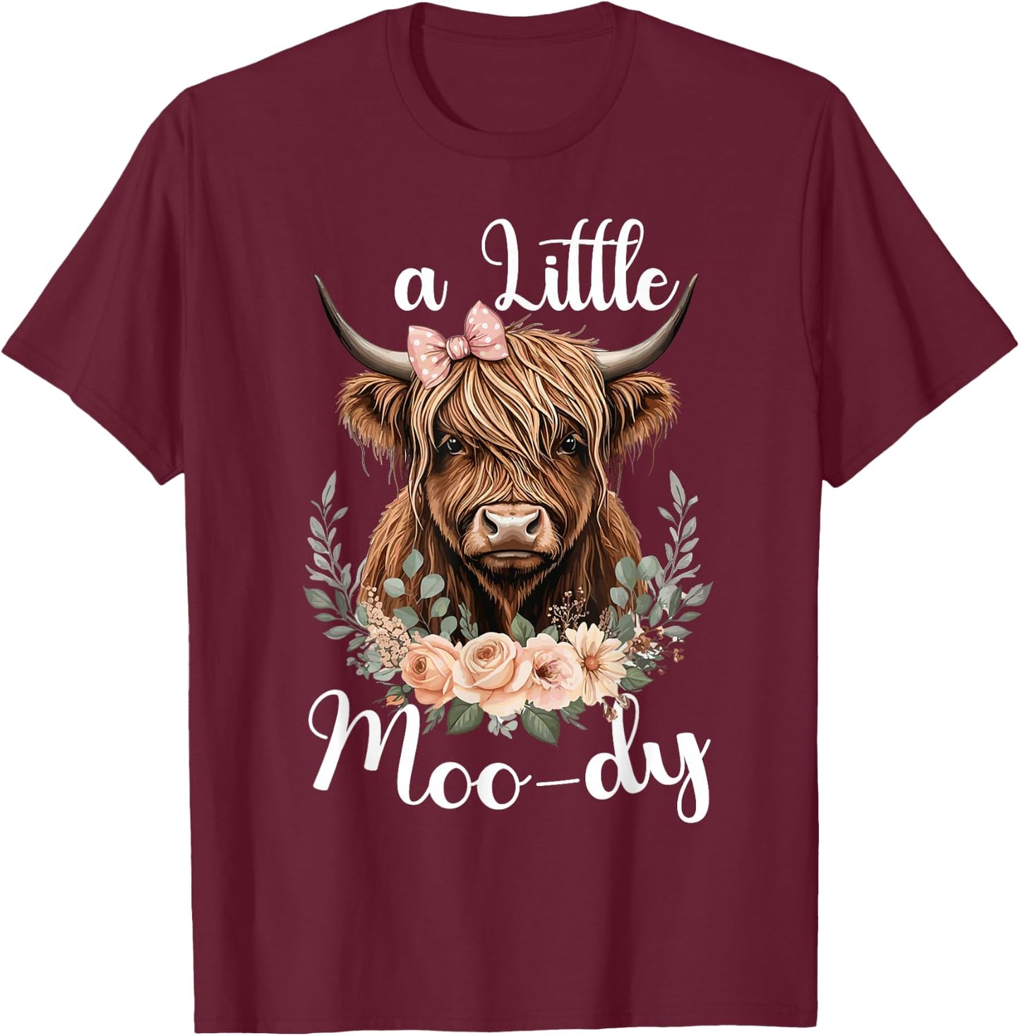 Cute Highland Cow Farm Cowgirl Scottish Cattle T-Shirt - T-Shirt | Maroon