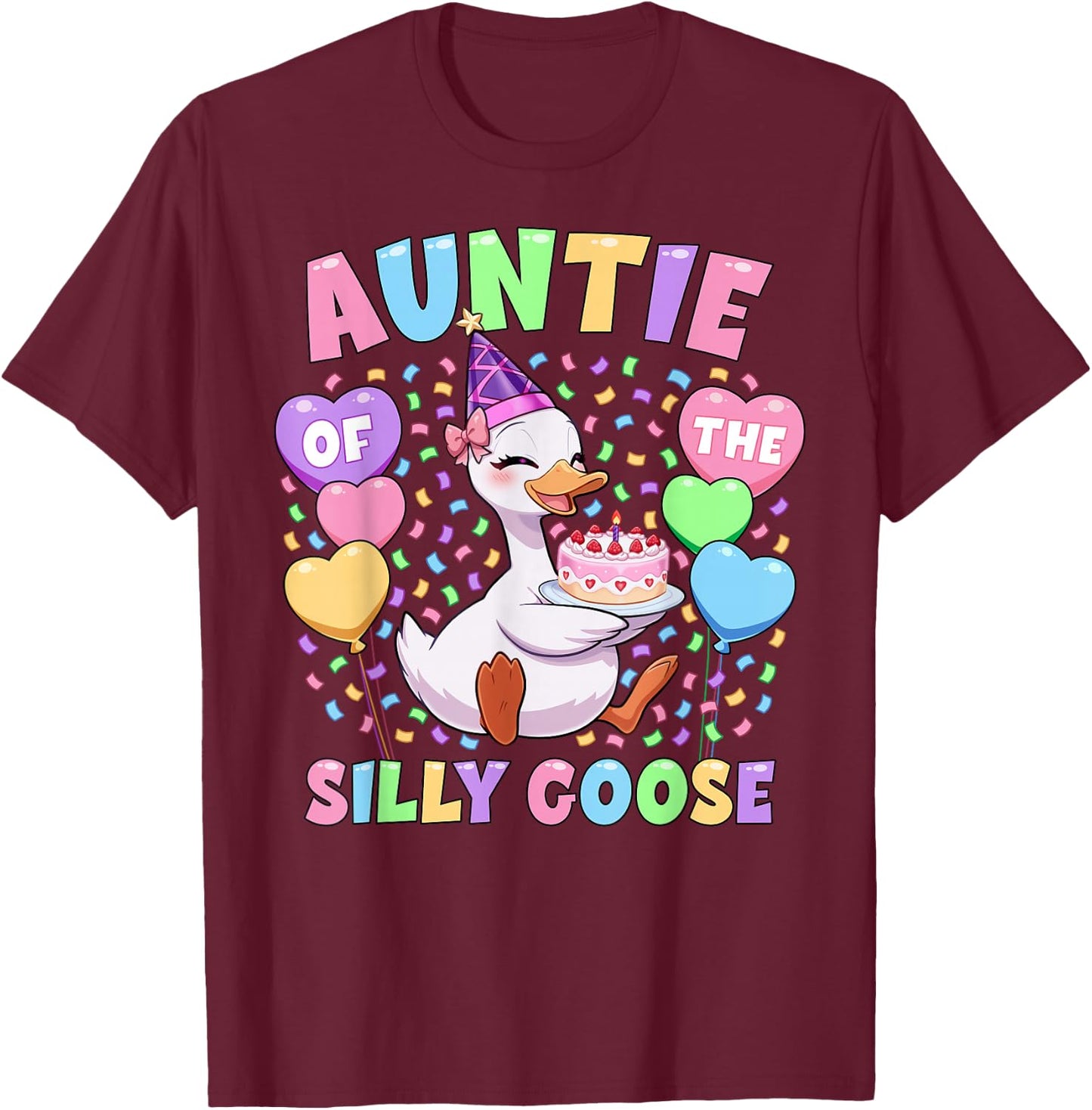 Auntie of The Silly Goose First Birthday Matching Family T-Shirt - T-Shirt | Maroon