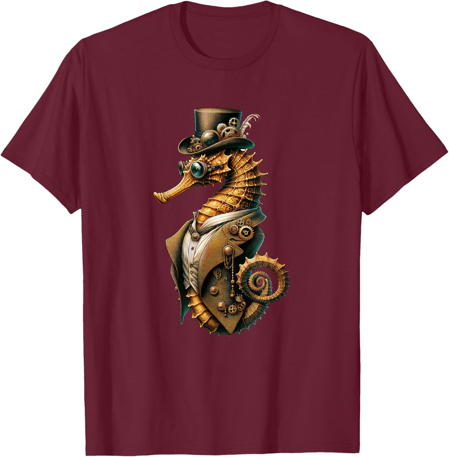 Steampunk Seahorse Women Men Kids Steampunk Seahorse T-Shirt - T-Shirt | Maroon