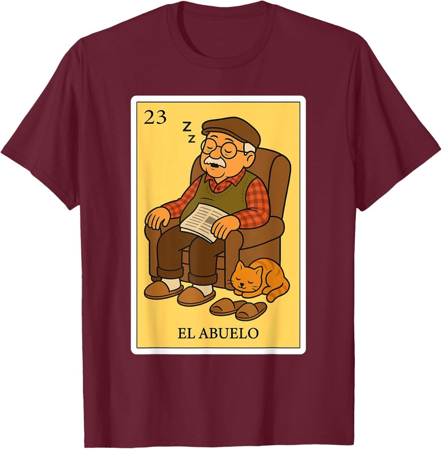El Abuelo Dormilón | Spanish-Mexican Bingo Gifts for Abuela T-Shirt - T-Shirt | Maroon