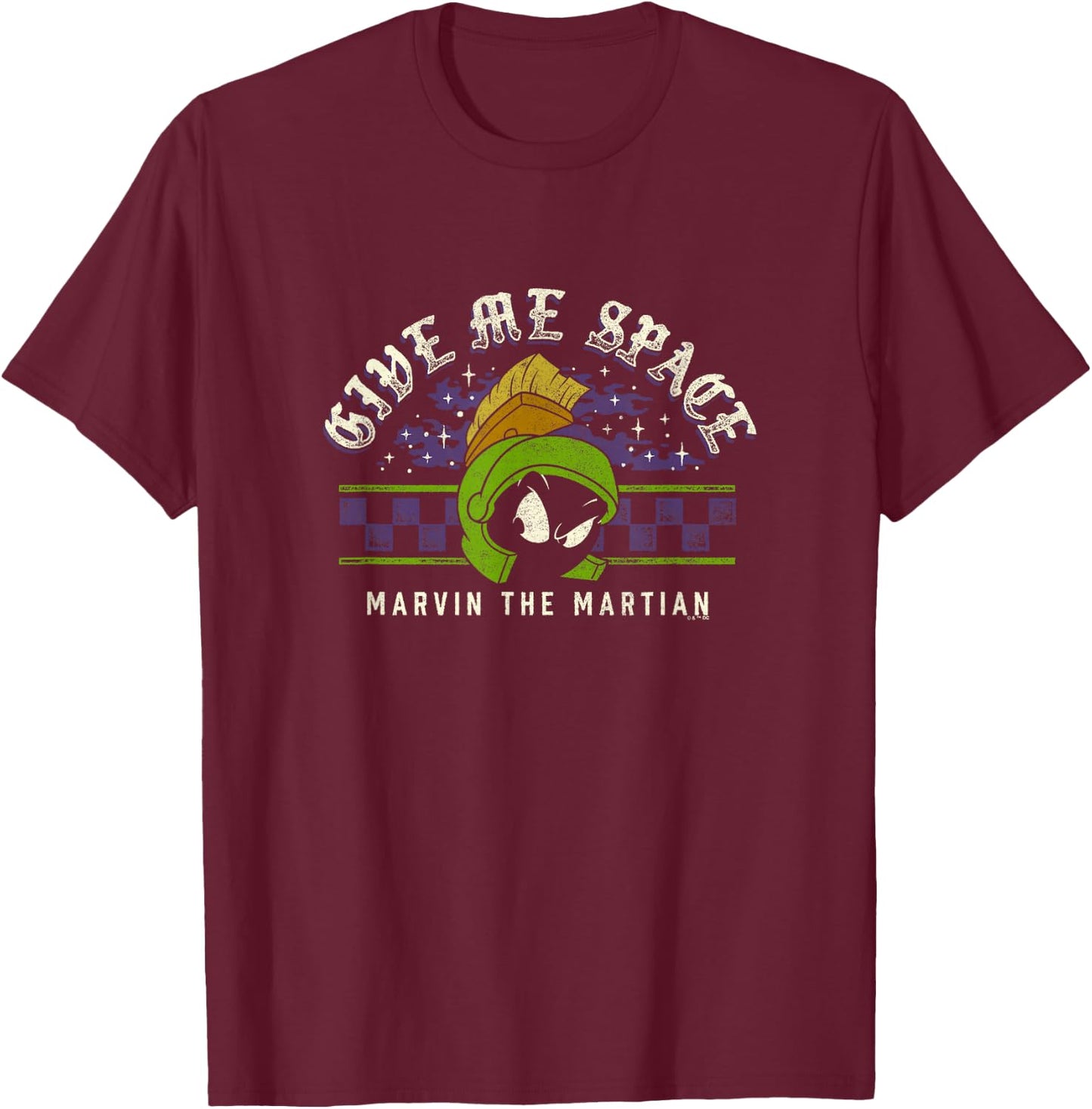 Looney Tunes Marvin The Martian Give Me Space Big Retro Logo T-Shirt - T-Shirt | Maroon