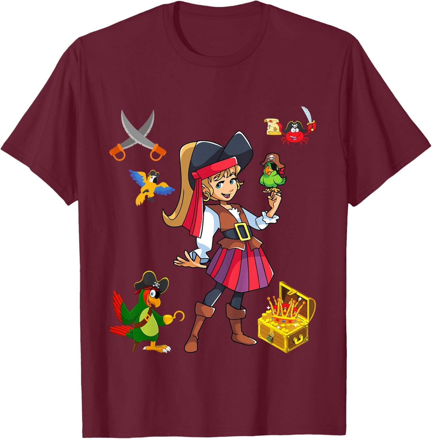 Kinder Piratenmädchen kleiner Pirat T-Shirt - T-Shirt | Maroon