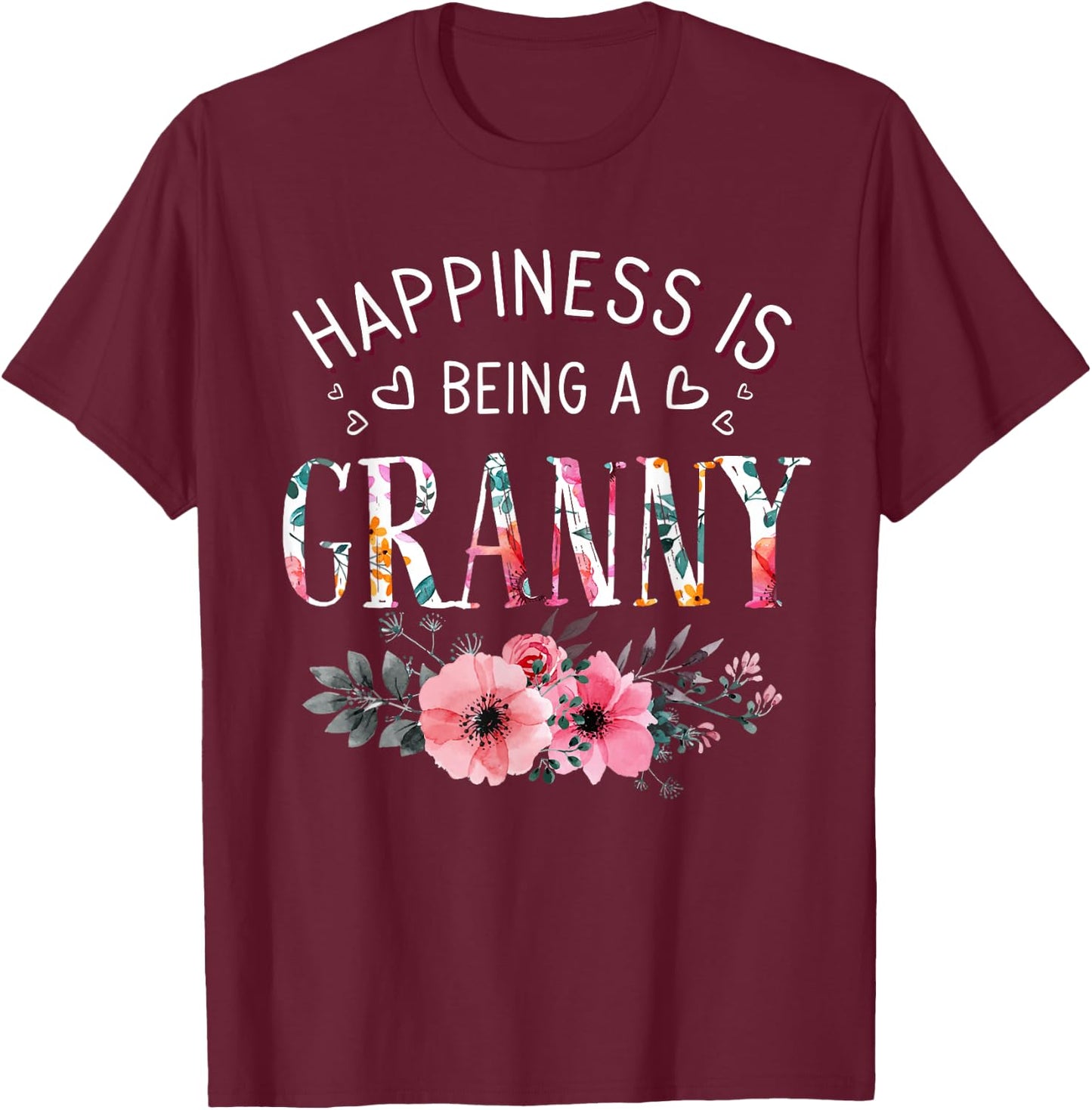 Happiness is being a Granny Announcement Mothers Day T-Shirt - T-Shirt | Maroon