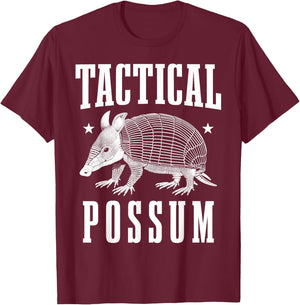 Tactical Possum Funny Armadillo Hunting Hunter T-Shirt - T-Shirt | Maroon