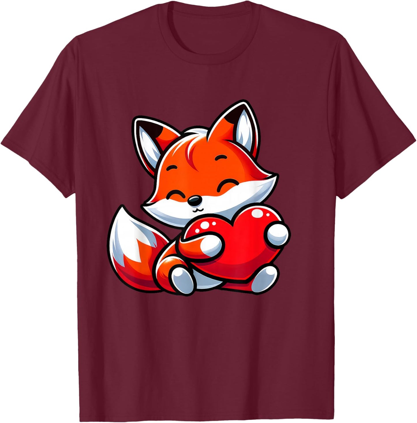 Fox Valentine's Day Design Girls T-Shirt - T-Shirt | Maroon