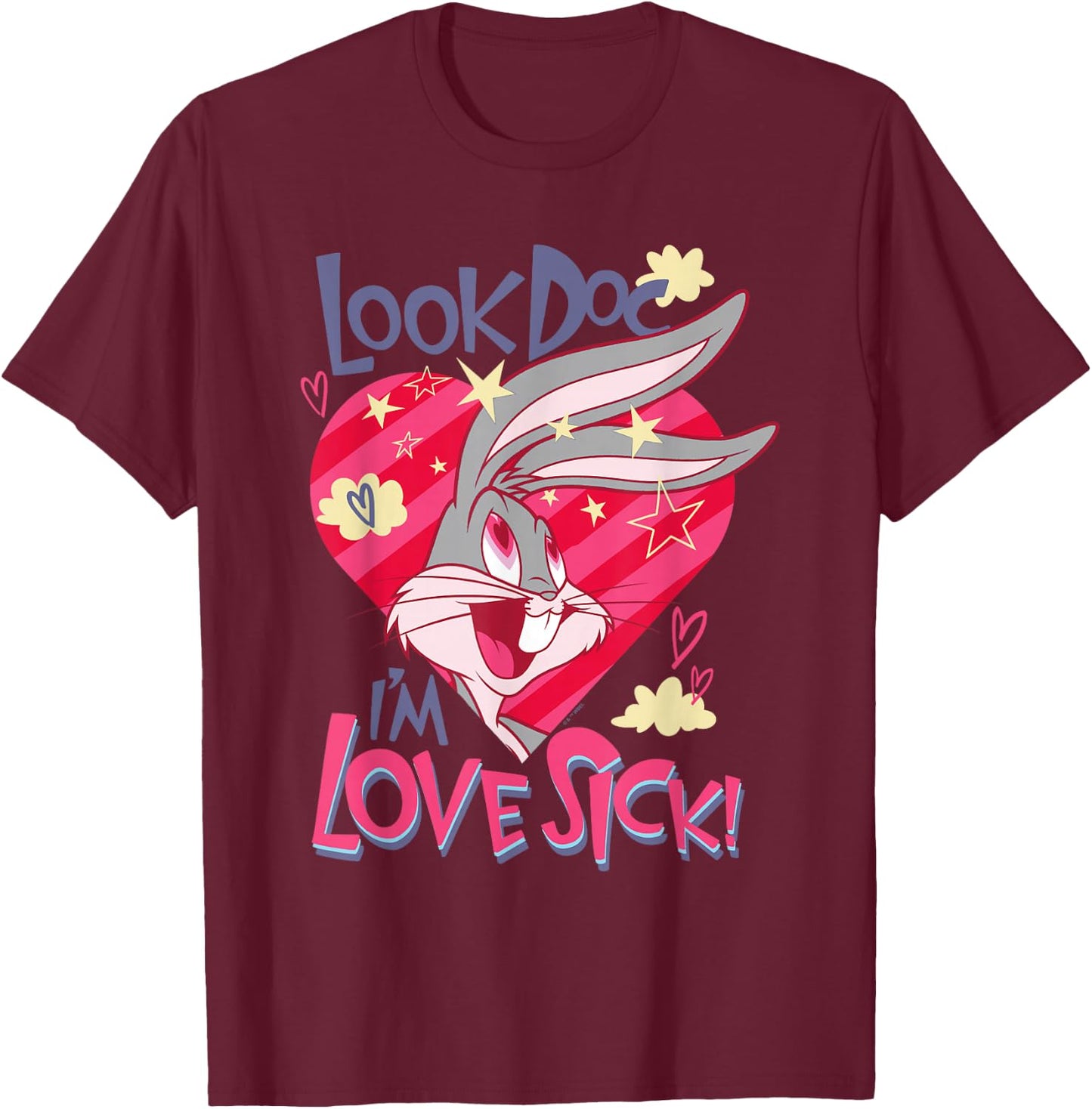 Looney Tunes Valentine's Day Bugs Bunny Love Sick T-Shirt - T-Shirt | Maroon