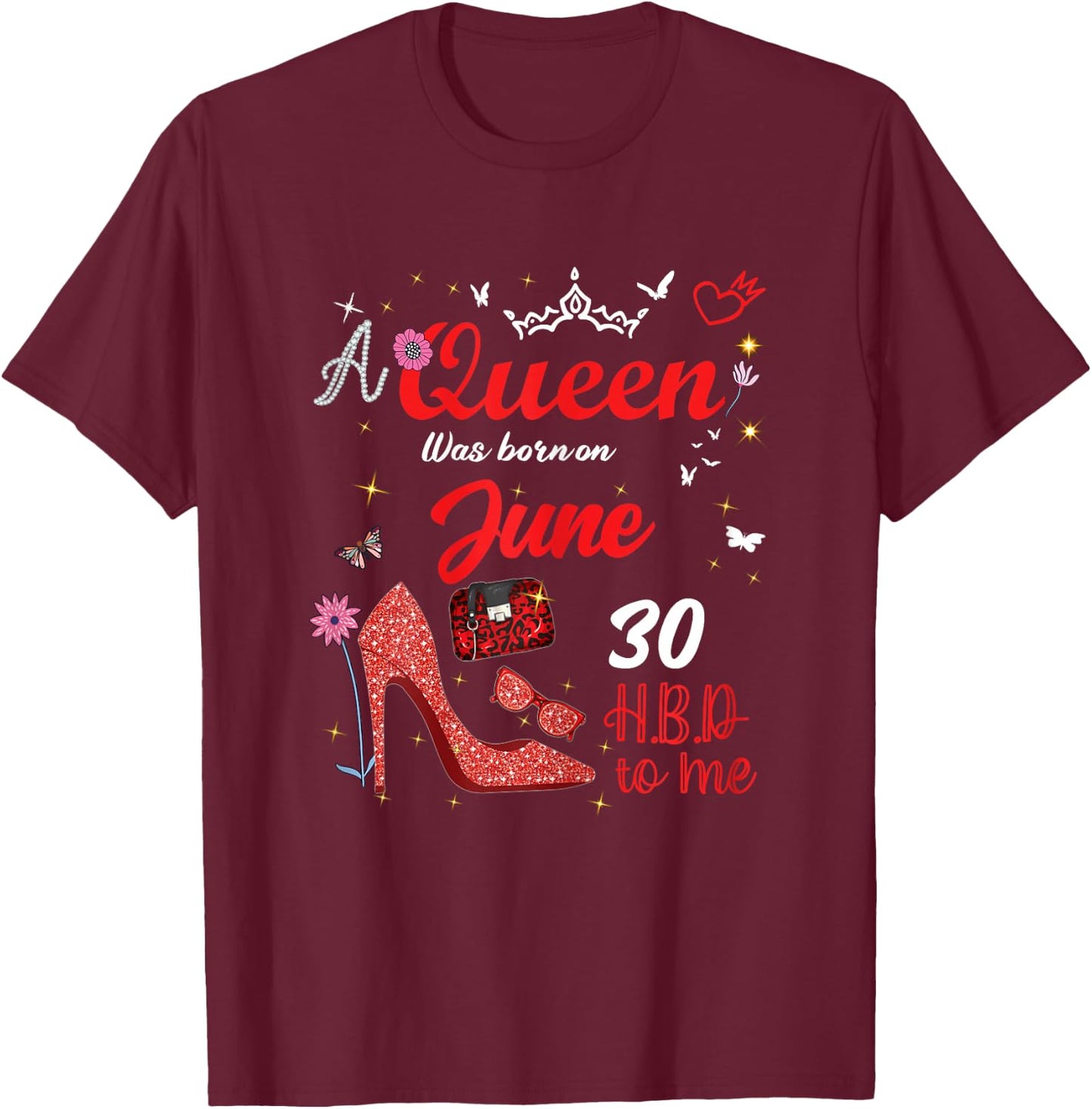 June 30 Birthday This Queen was Born on June 30th T-Shirt - T-Shirt | Maroon