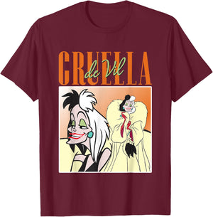 Disney 101 Dalmatians Cruella de Vil Showcase Vintage T-Shirt - T-Shirt | Maroon