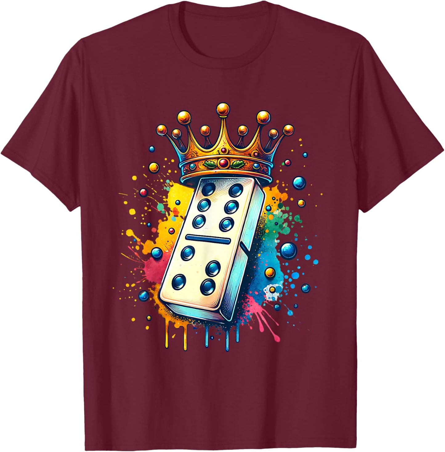 Funny Dominoes King | Board Game| Domino Lover Domino Player T-Shirt - T-Shirt | Maroon