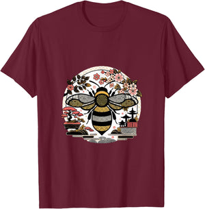 Japanese Garden BumbleBee Beekeeper Honey Bees T-Shirt - T-Shirt | Maroon