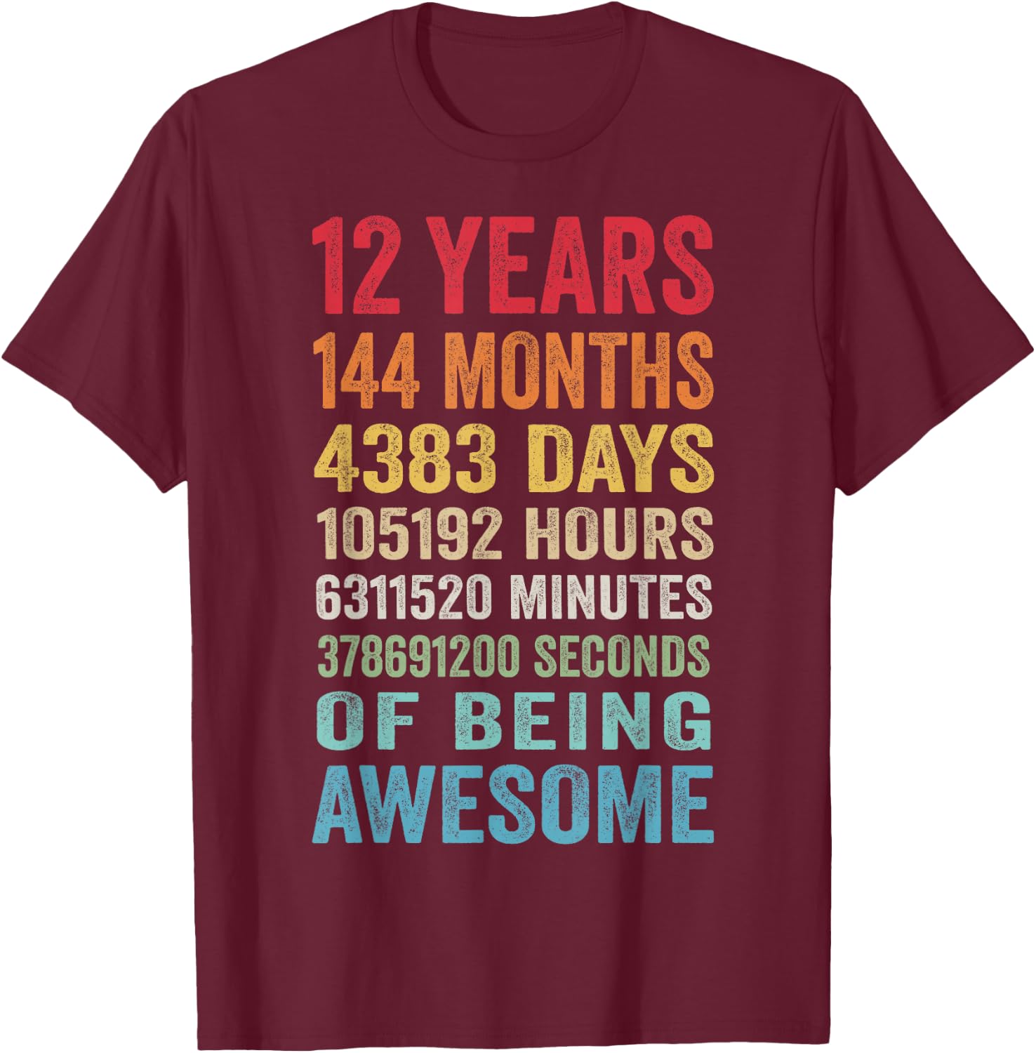 Birthday 12 Gifts Shirt 12 Years Boys T-Shirt - T-Shirt | Maroon