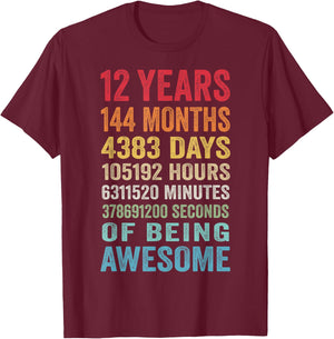 Birthday 12 Gifts Shirt 12 Years Boys T-Shirt - T-Shirt | Maroon