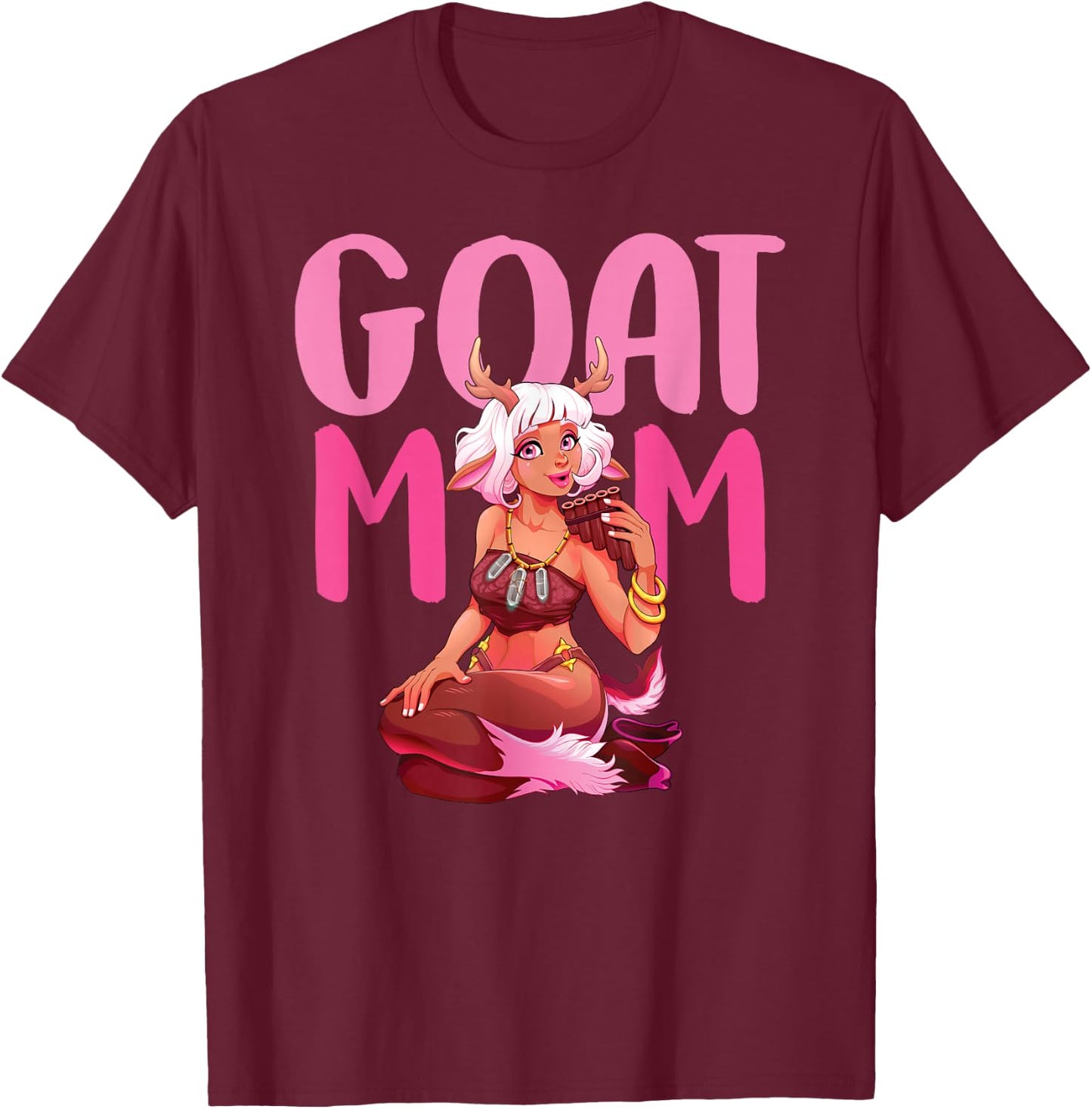 Goat Mom Mama Lady T-Shirt - T-Shirt | Maroon