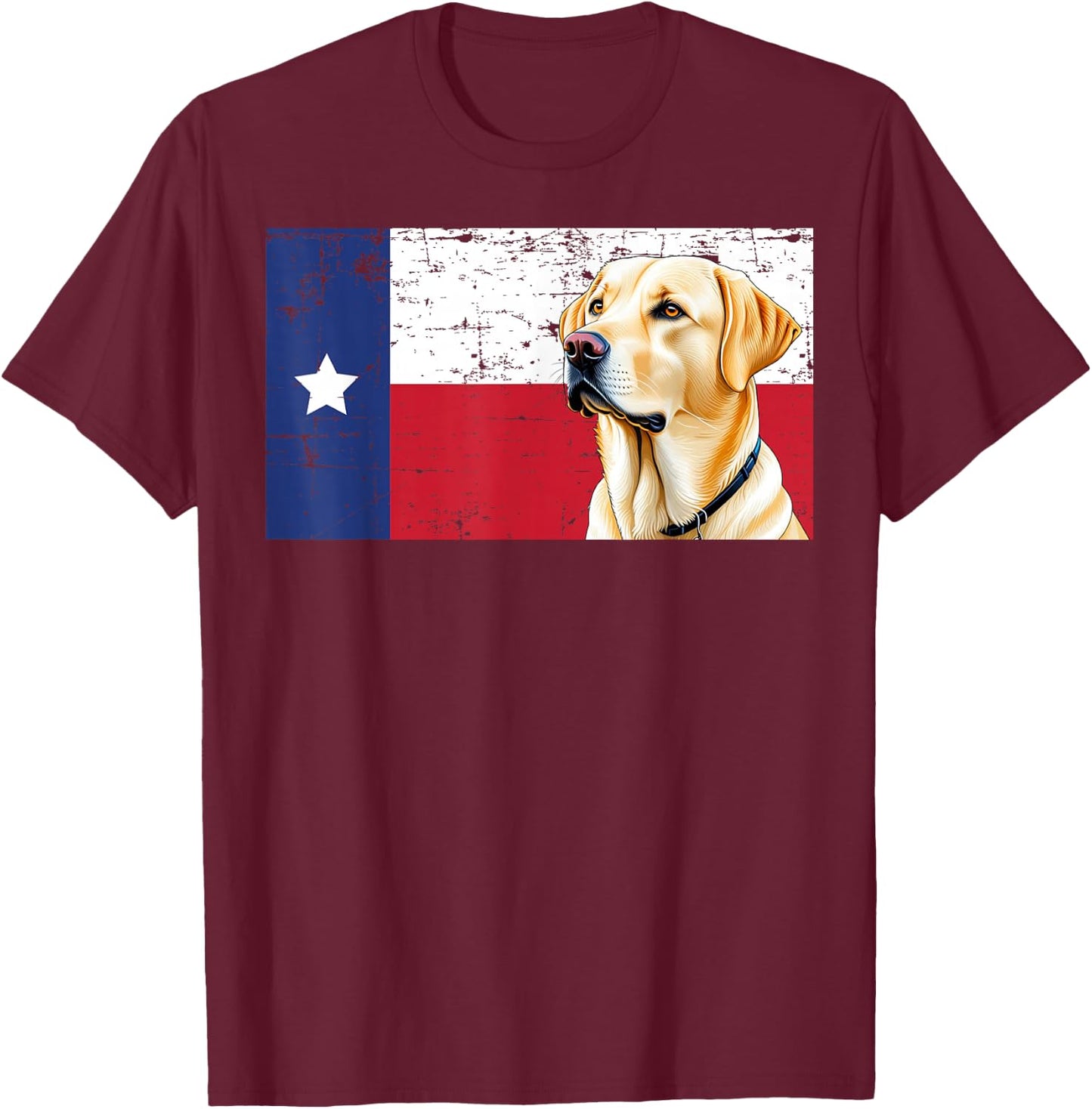 Yellow Labrador Texas Flag Dog T-Shirt - T-Shirt | Maroon