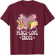 Peace Love Tacos Cheetah Print Taco Tuesday Women Taco Lover T-Shirt - T-Shirt | Maroon