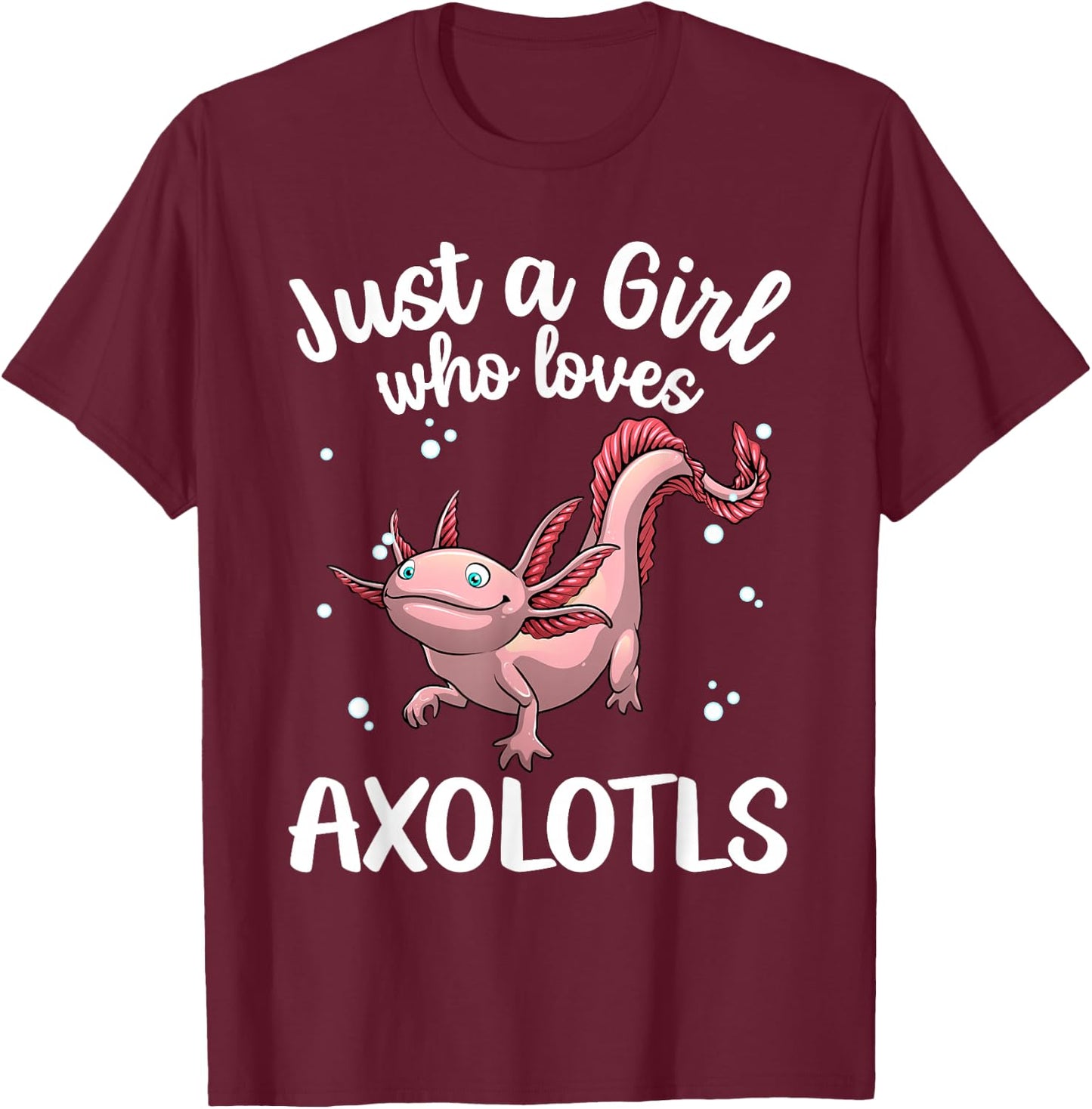 Axolotl Art For Teen Girls Kids Kawaii Mexican Fish Axolotl T-Shirt - T-Shirt | Maroon