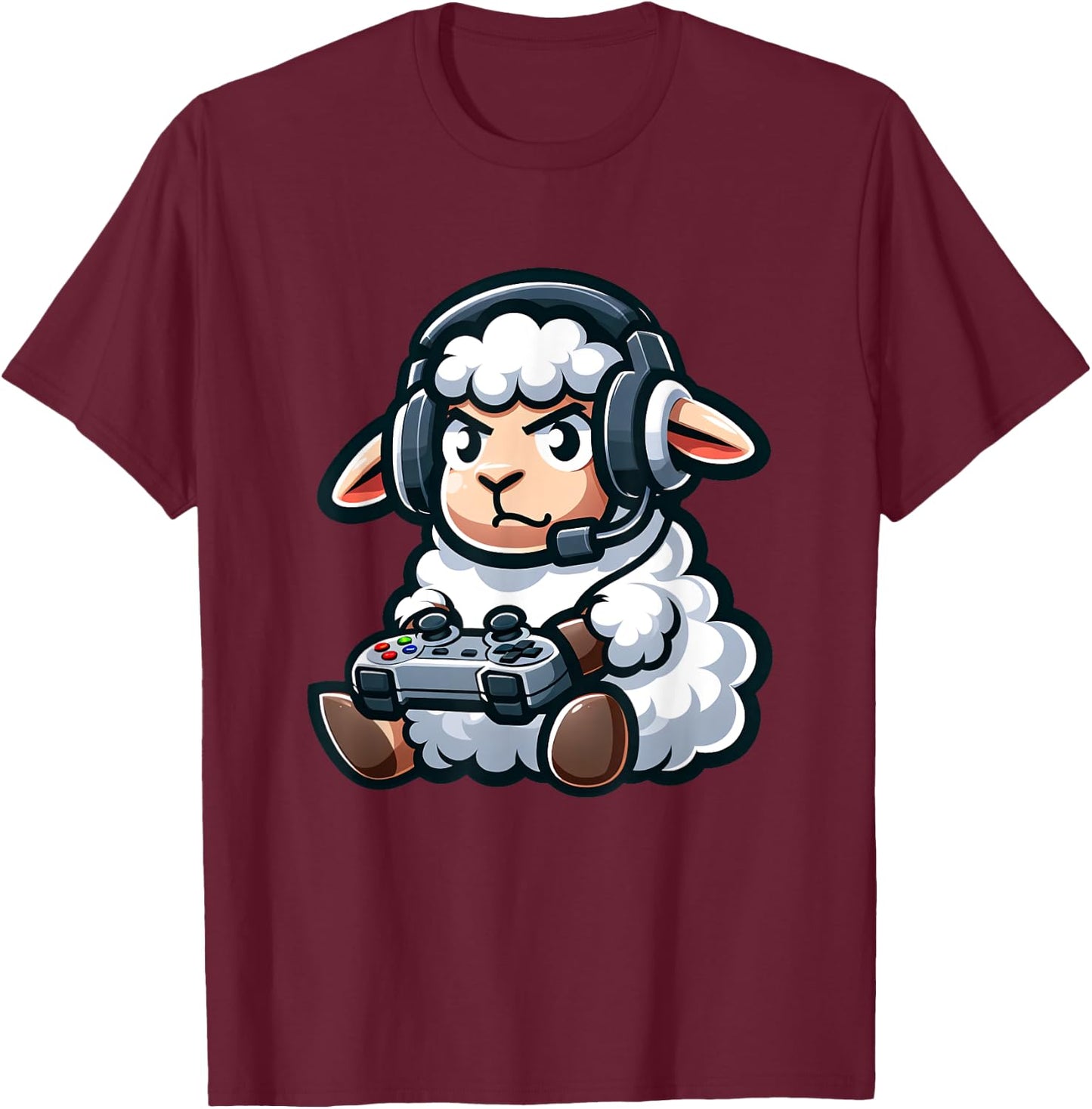 Funny Sheep Gamer Video Games Boys Girls Kids T-Shirt - T-Shirt | Maroon