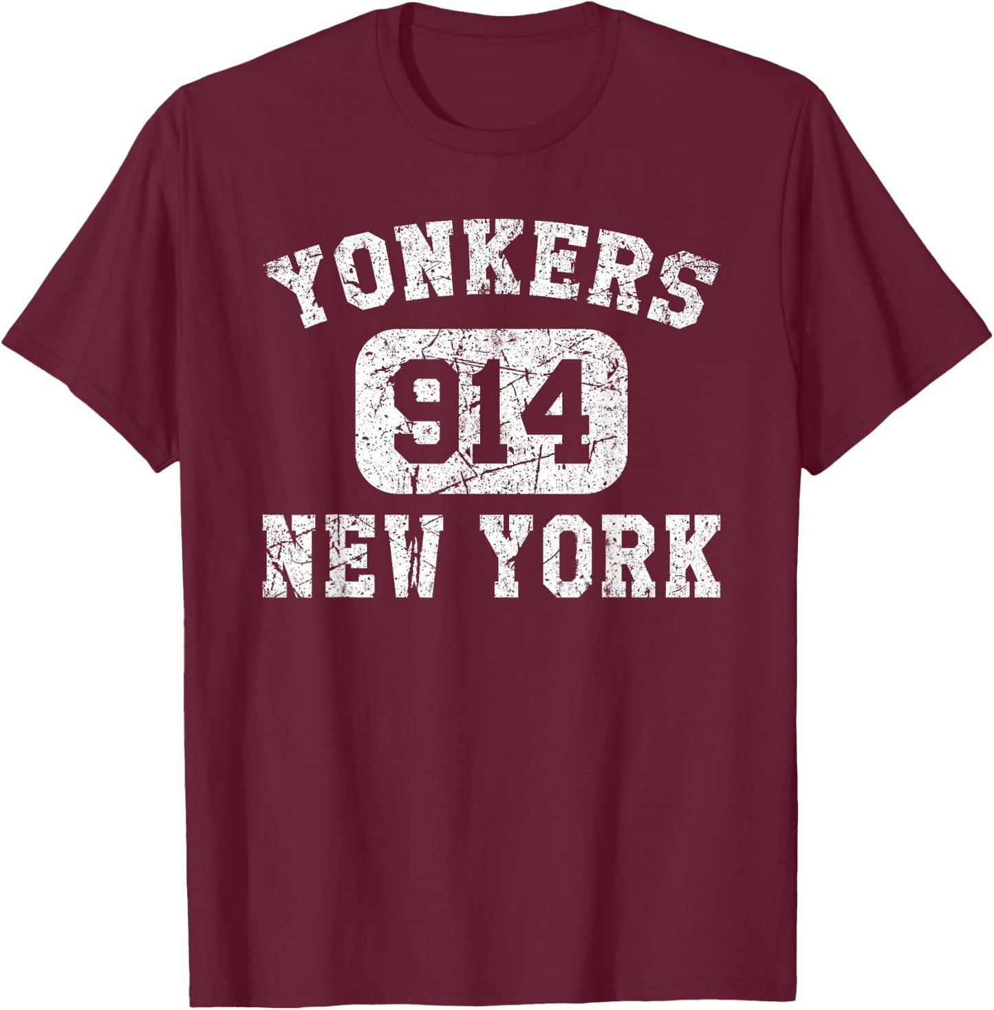Yonkers New York Area Code Vintage Retro T-Shirt - T-Shirt | Maroon