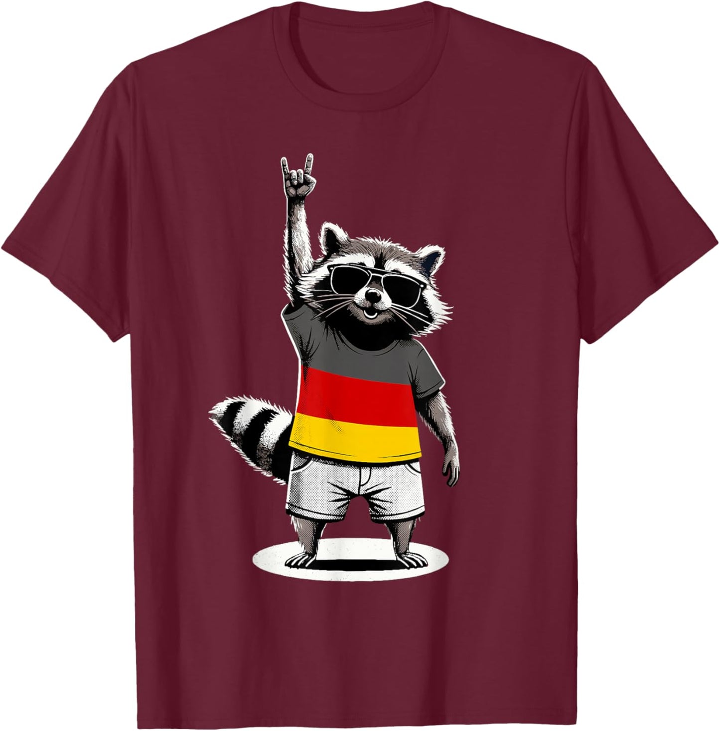 Deutsche Flagge Waschbär Deutschland T-Shirt - T-Shirt | Maroon
