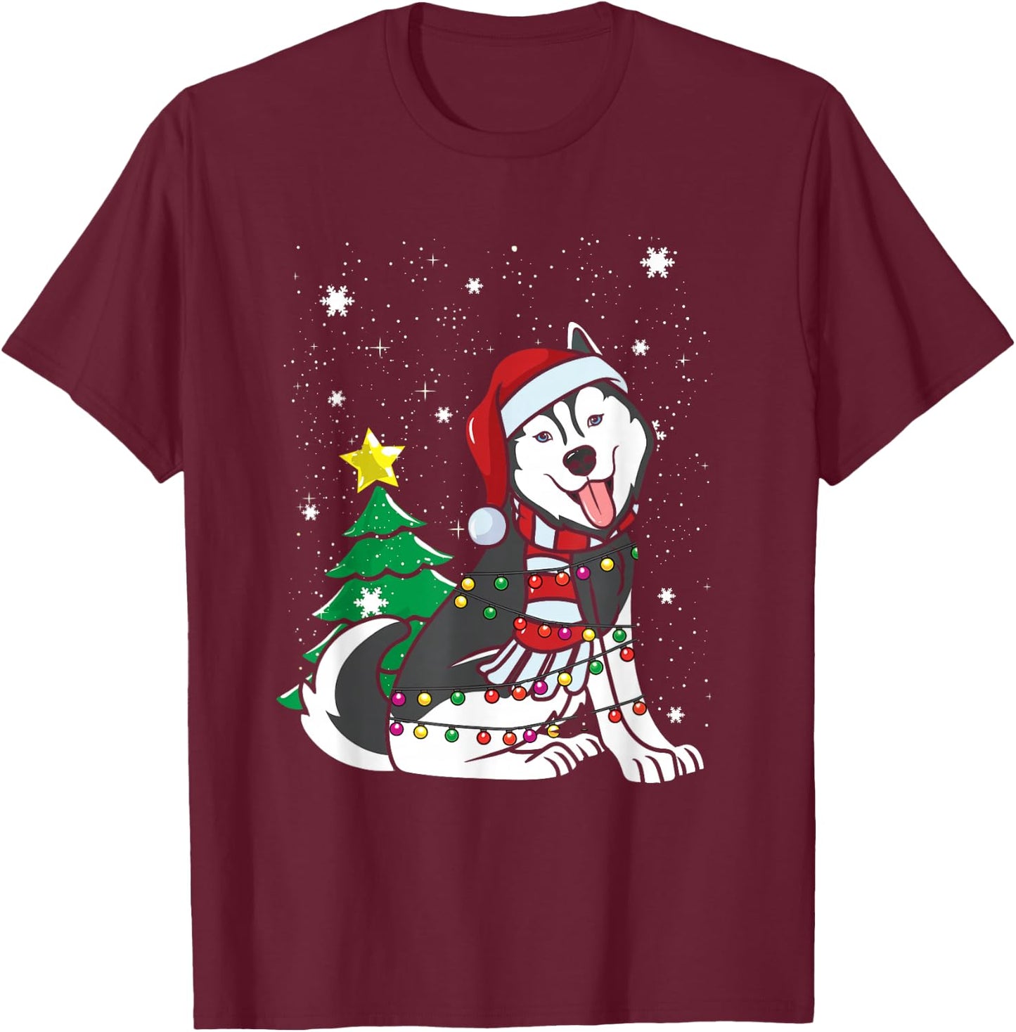 Funny Siberian Husky Christmas Dog Lover Women T-Shirt - T-Shirt | Maroon