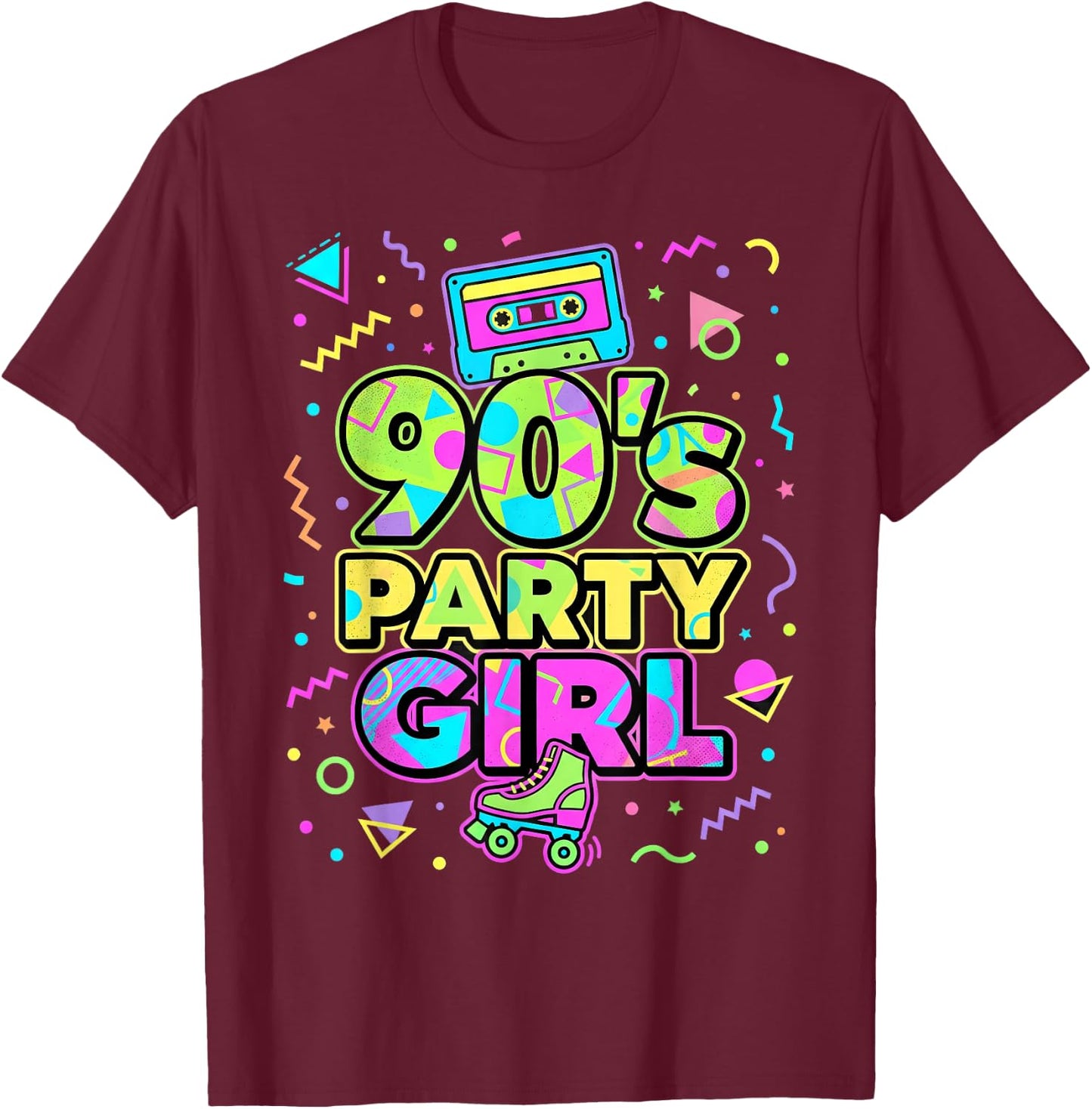 90s Party Girl Damen Outfit 90er Jahre T-Shirt - T-Shirt | Maroon