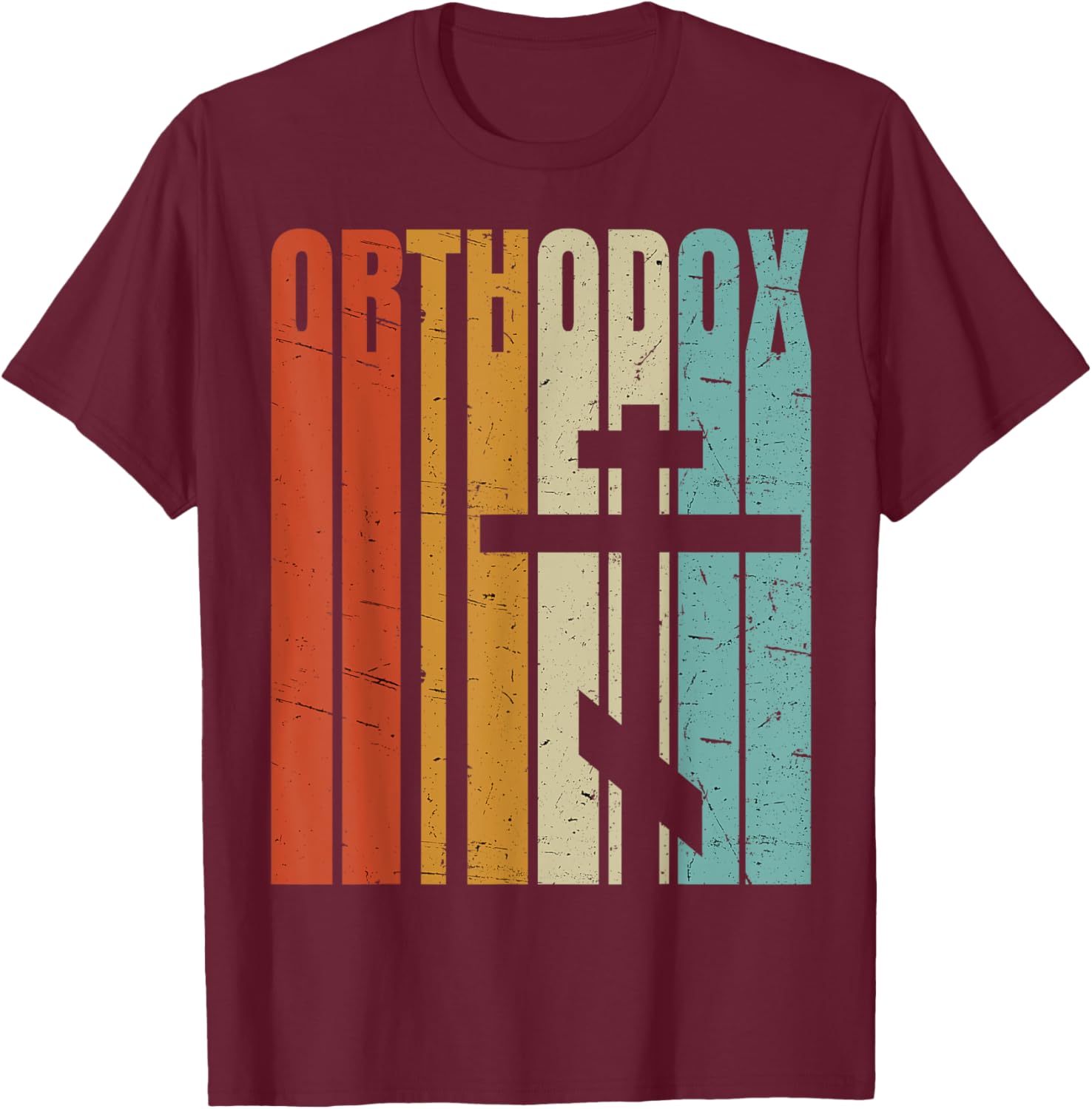 Vintage Retro Christian Orthodox T-Shirt - T-Shirt | Maroon