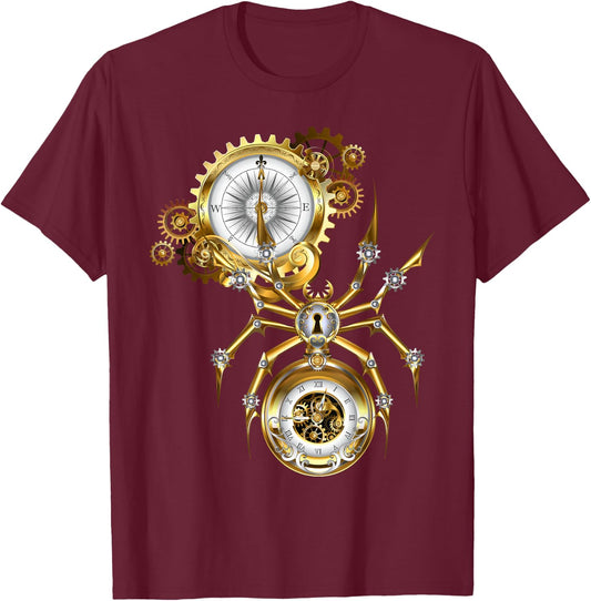 Steampunk Spider Watch Compass , black T-Shirt - T-Shirt | Maroon