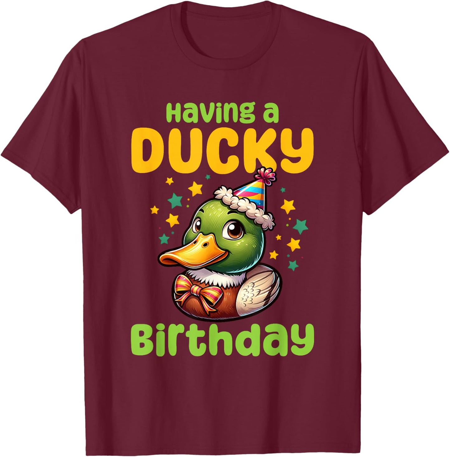 Mallard Duck Birthday Cute Ducky Lover Men Women Kids T-Shirt - T-Shirt | Maroon