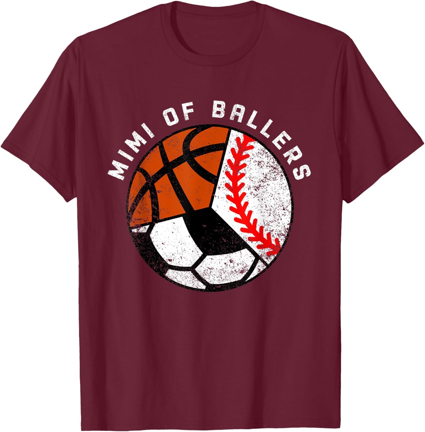 Mimi Of Ballers Funny Baseball Soccer Basketball Mimi T-Shirt - T-Shirt | Maroon