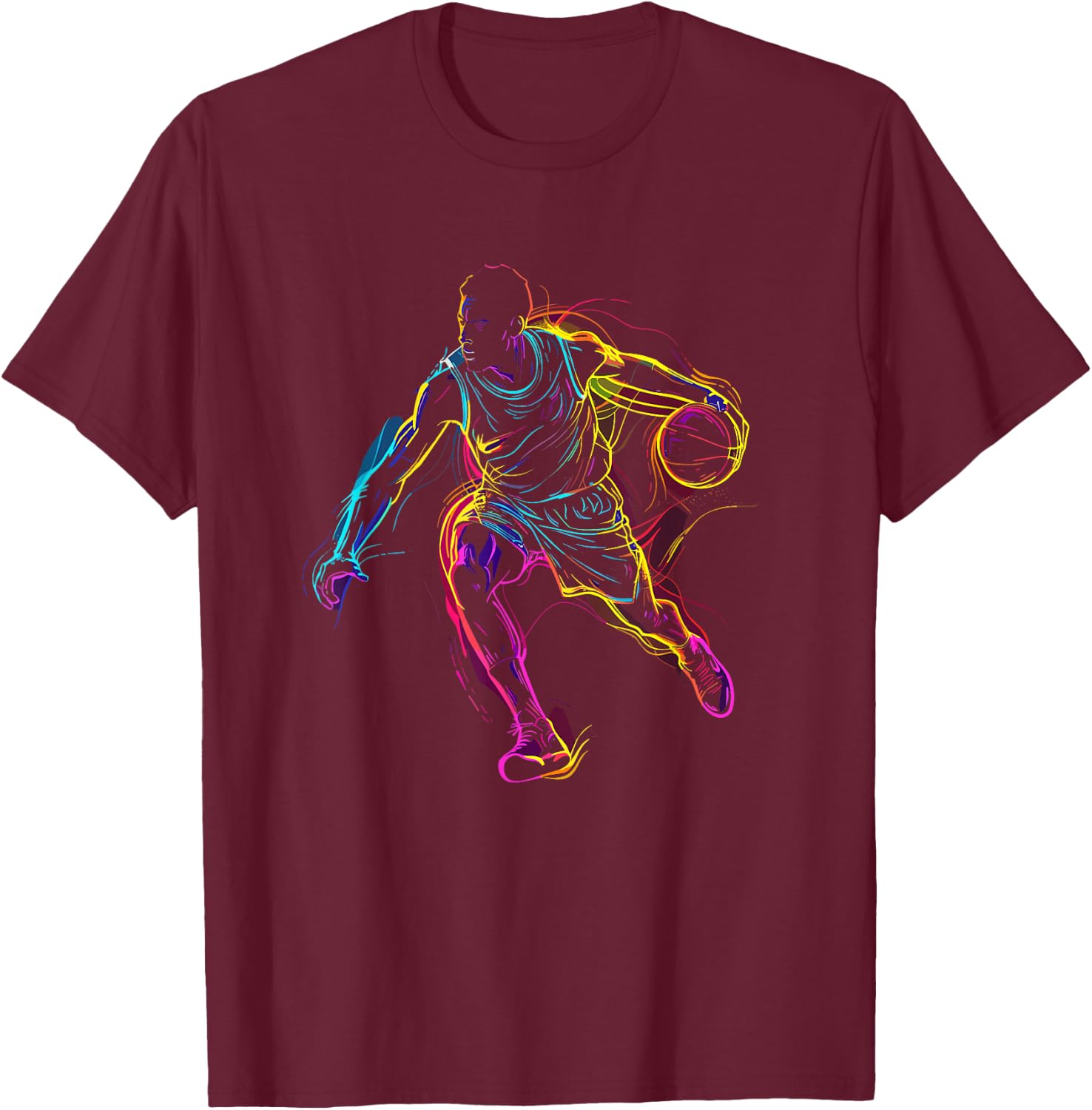 Basketball Guy Sketch Basketball Boys T-Shirt - T-Shirt | Maroon