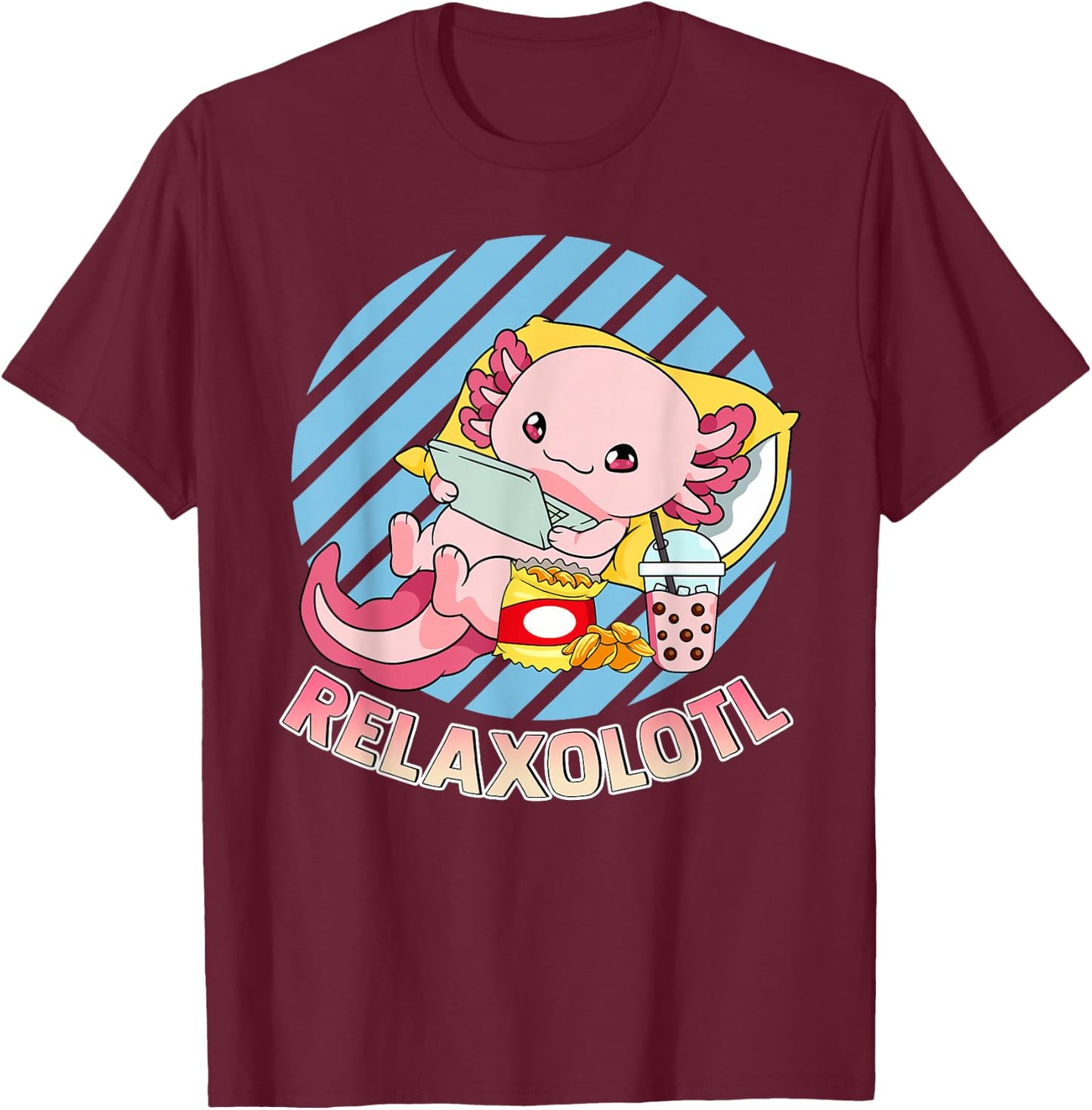 Axolotl Shirt Axolotl Shirts For Girls Cute Relaxolotl T-Shirt - T-Shirt | Maroon