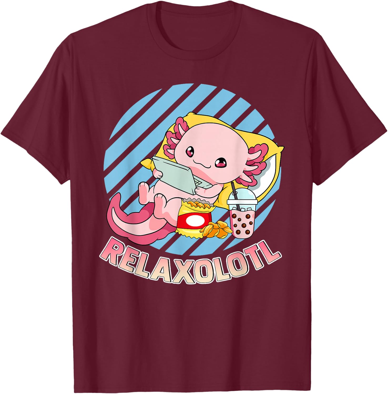 Axolotl Shirt Axolotl Shirts For Girls Cute Relaxolotl T-Shirt - T-Shirt | Maroon