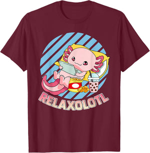 Axolotl Shirt Axolotl Shirts For Girls Cute Relaxolotl T-Shirt - T-Shirt | Maroon