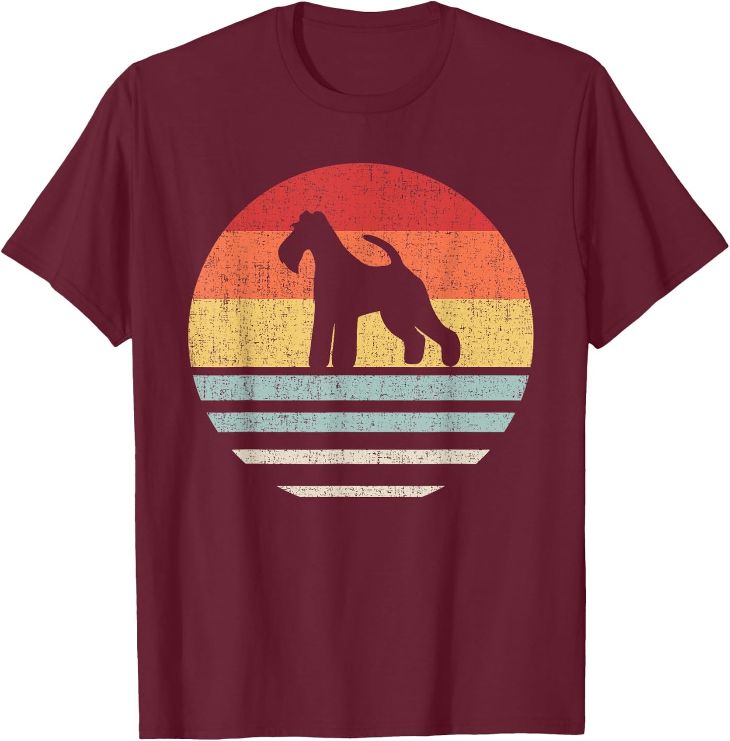 Retro Wire Hair Fox Terrier Dog Mom Dad Cute Dog Lover Owner T-Shirt - T-Shirt | Maroon