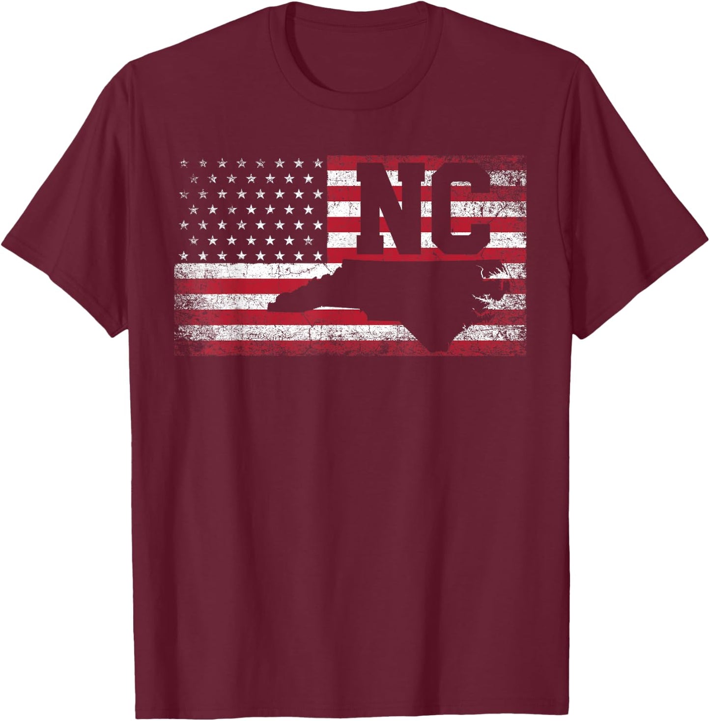 American Flag North Carolina 4th of July Vintage Men Women T-Shirt - T-Shirt | Maroon