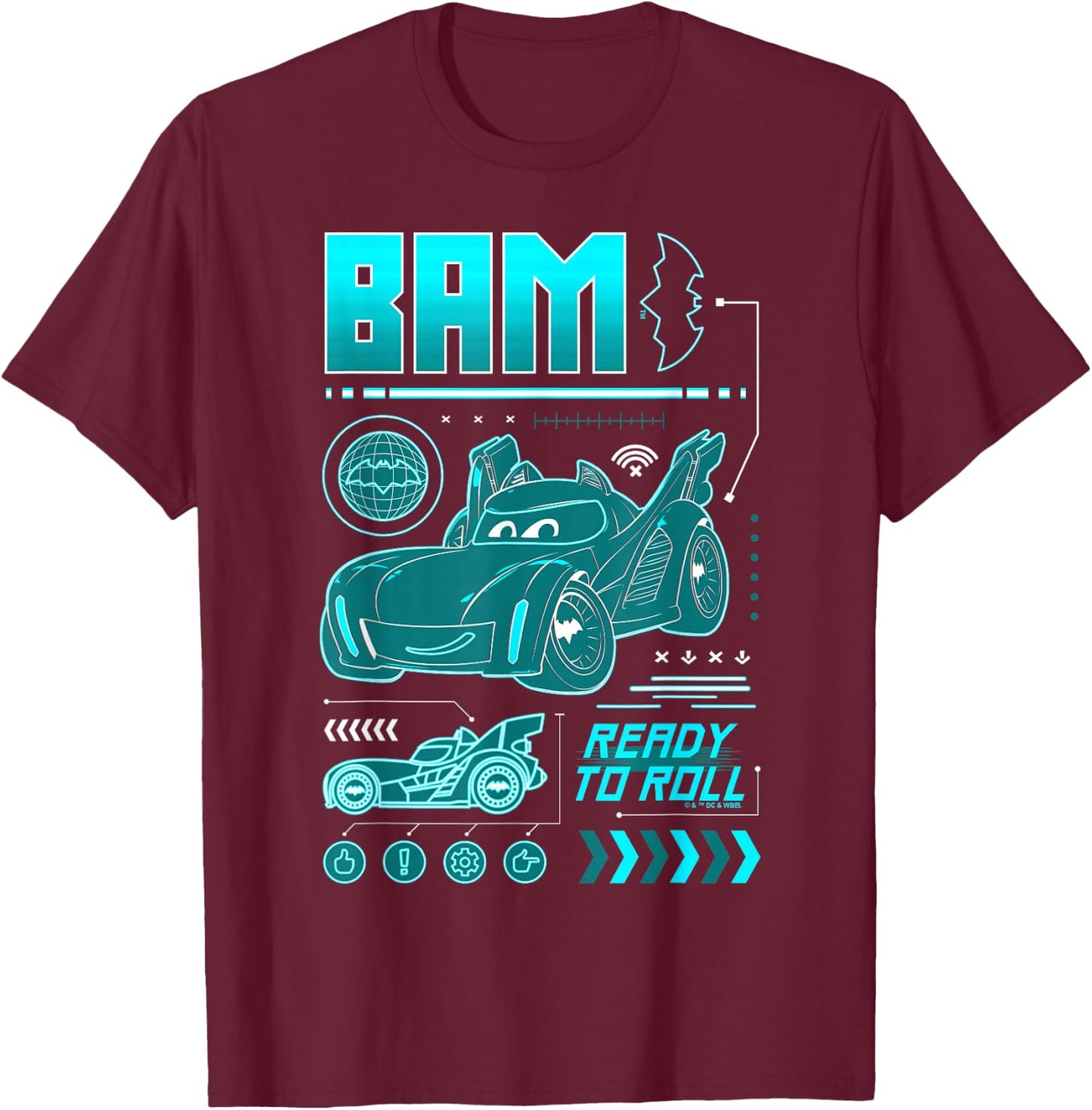 Batman Batwheels BAM Schematic T-Shirt - T-Shirt | Maroon