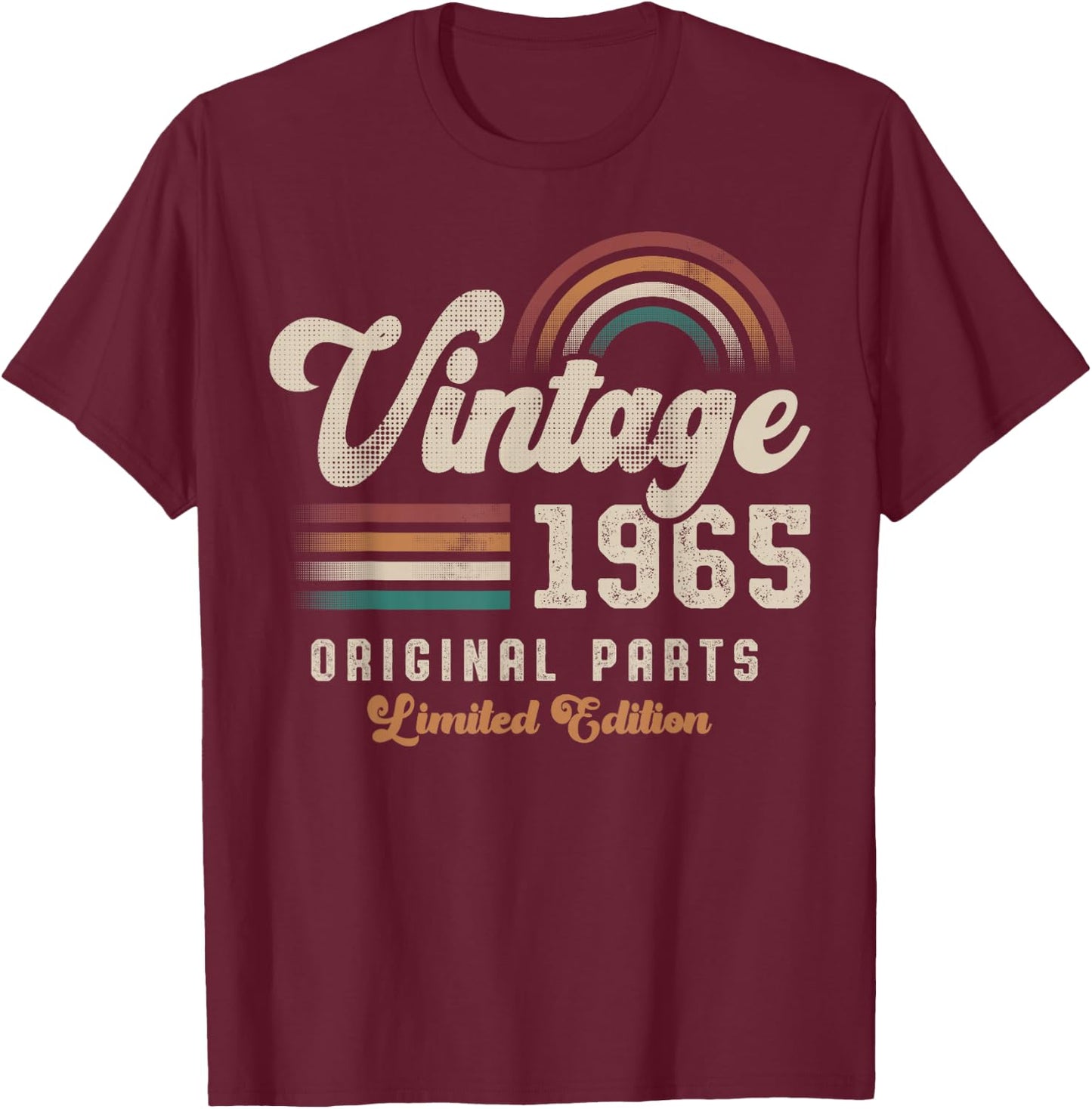 Vintage 1965 Birthday Birth Year 60 Retro T-Shirt - T-Shirt | Maroon