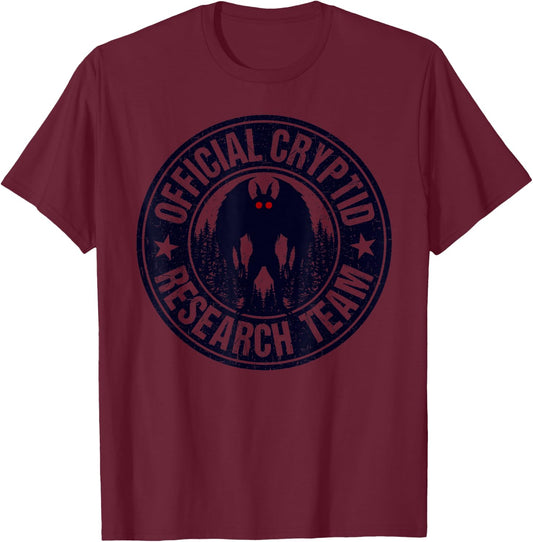 Mothman Research Team Men Women Kids! Search Vintage Cryptid T-Shirt - T-Shirt | Maroon