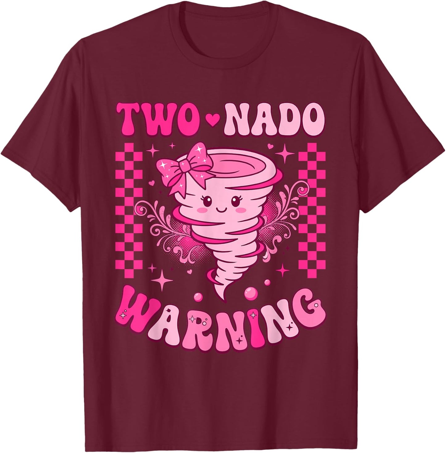 Two Nado 2nd Birthday Tornado 2 Year Old 2nd Bday Girl T-Shirt - T-Shirt | Maroon