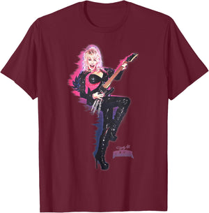 Dolly Parton Rockstar on Fire T-Shirt - T-Shirt | Maroon
