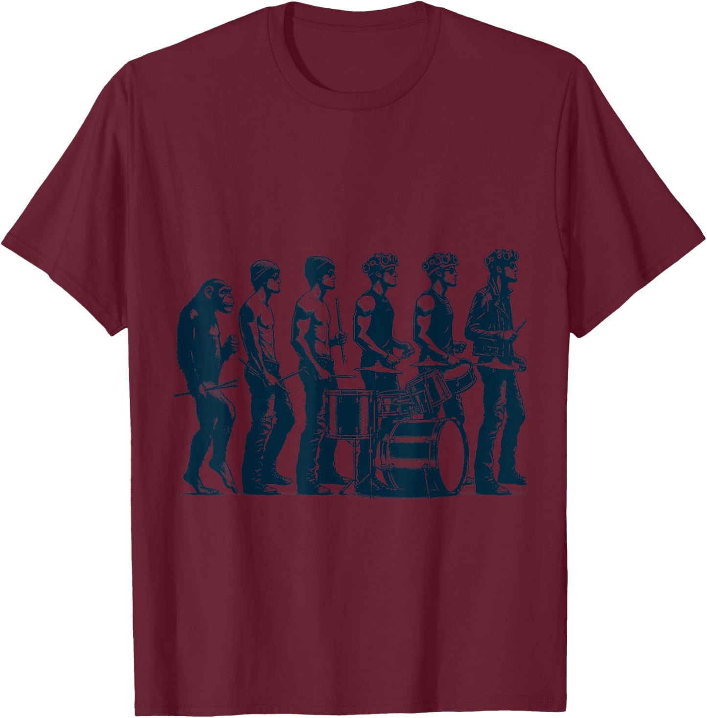 Funny Drummer Gifts Drumming Drums Evolution Of Drummer T-Shirt - T-Shirt | Maroon