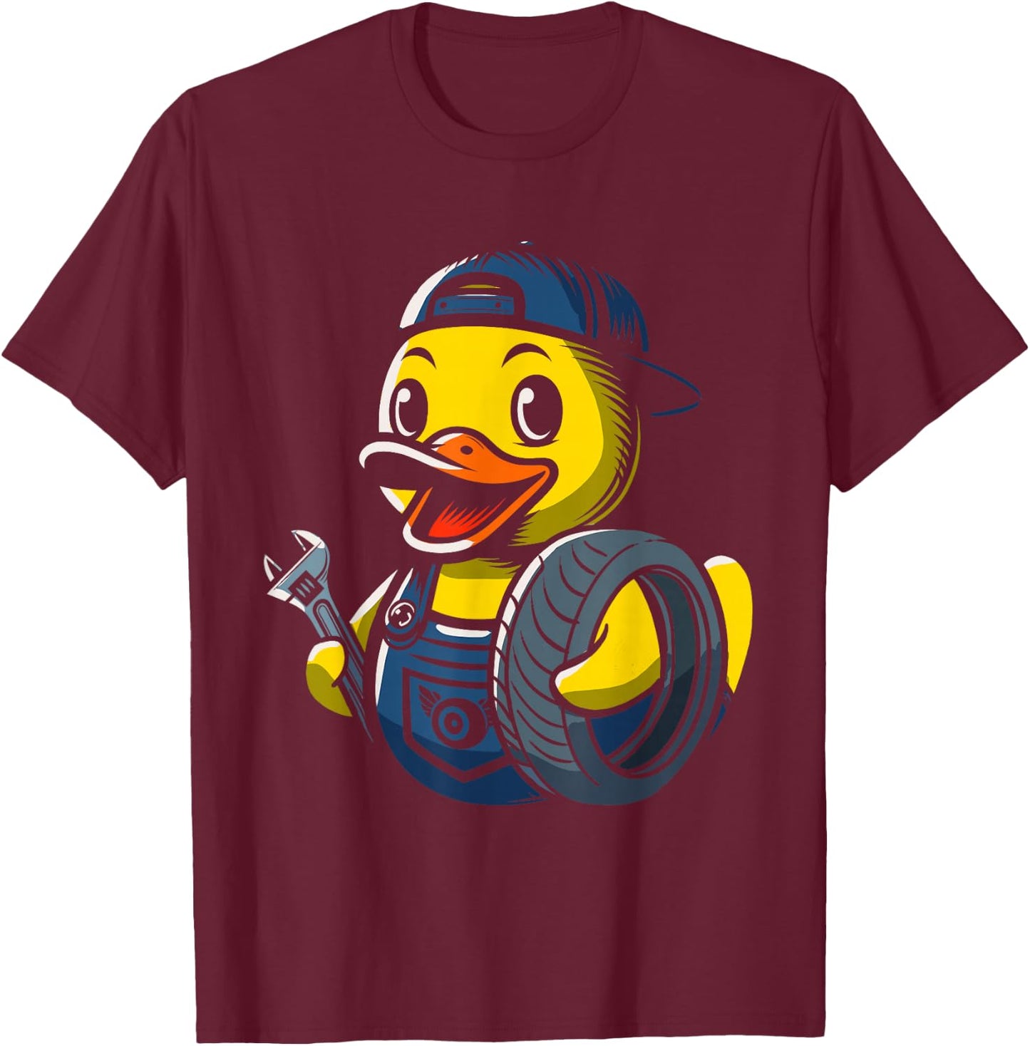 Auto Mechanic Rubber Duck Car Mechanics Duckling T-Shirt - T-Shirt | Maroon