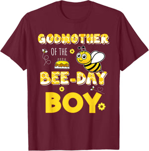 Godmother Of The Bee-Day Boy Hive Party Matching Birthday T-Shirt - T-Shirt | Maroon