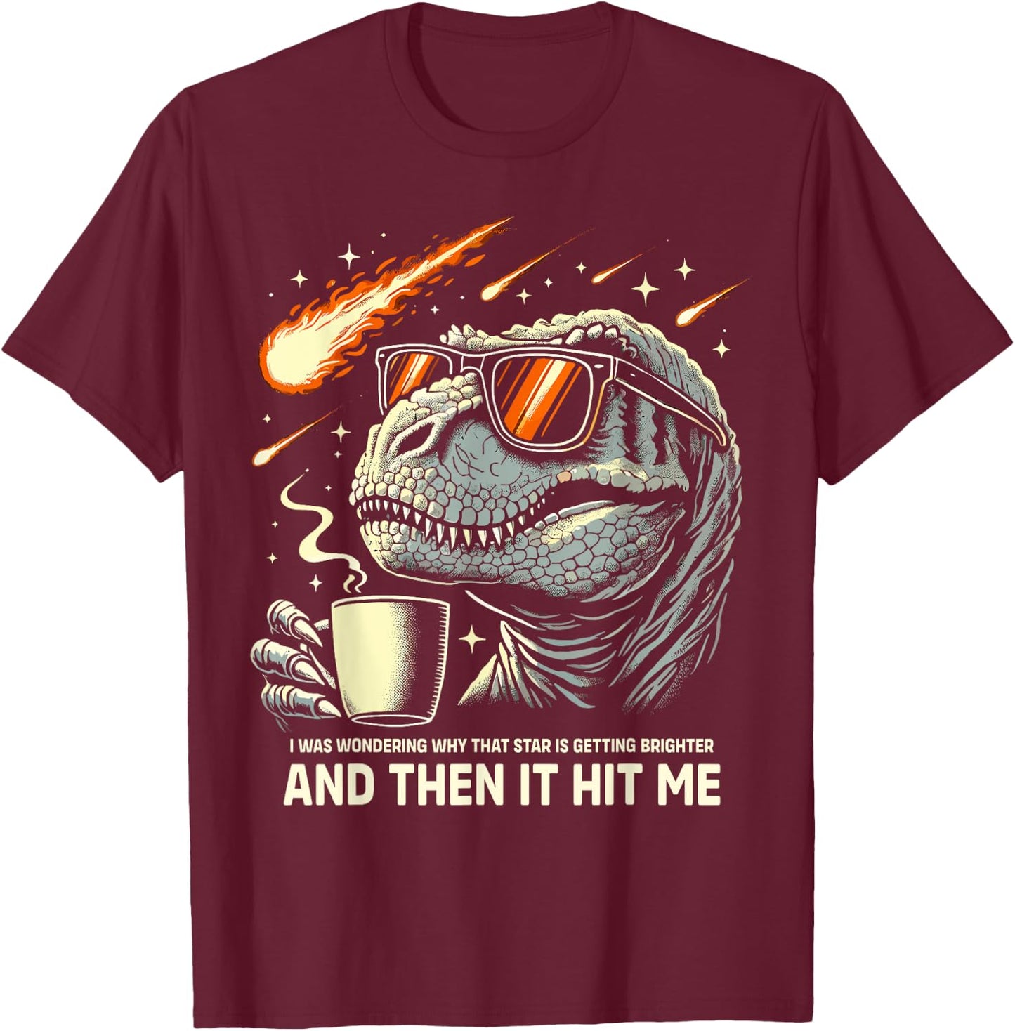 Dinosaur T-Rex Coffee Novelty Men Kids Women Funny Dinosaur T-Shirt - T-Shirt | Maroon
