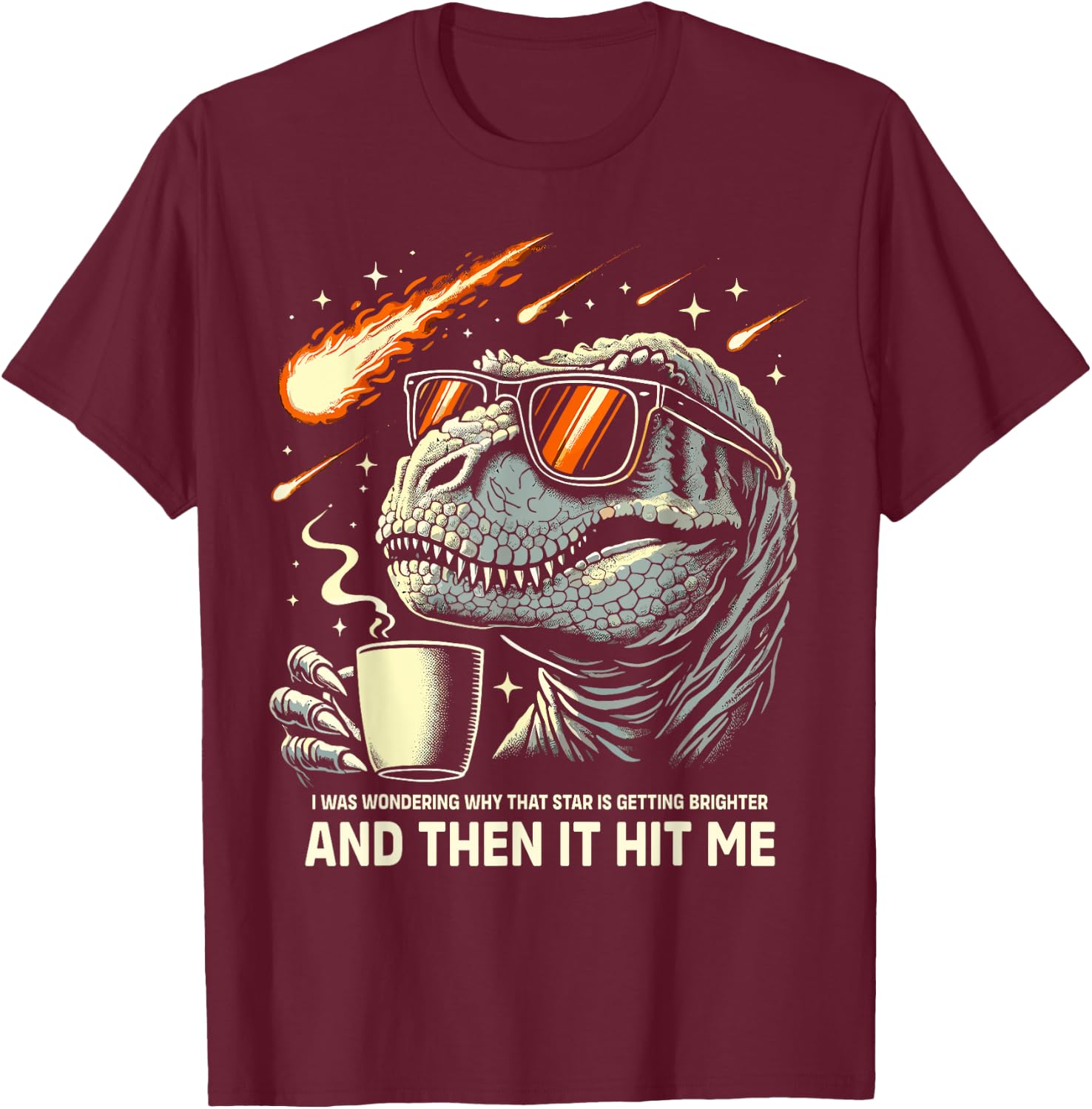 Dinosaur T-Rex Coffee Novelty Men Kids Women Funny Dinosaur T-Shirt - T-Shirt | Maroon