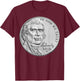 USA Coins Nickel 5 Cents America United States T-Shirt - T-Shirt | Maroon