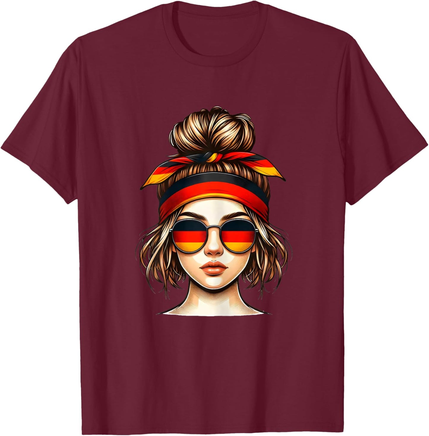 German Girl Deutsches Mädchen Deutschland Flagge T-Shirt - T-Shirt | Maroon